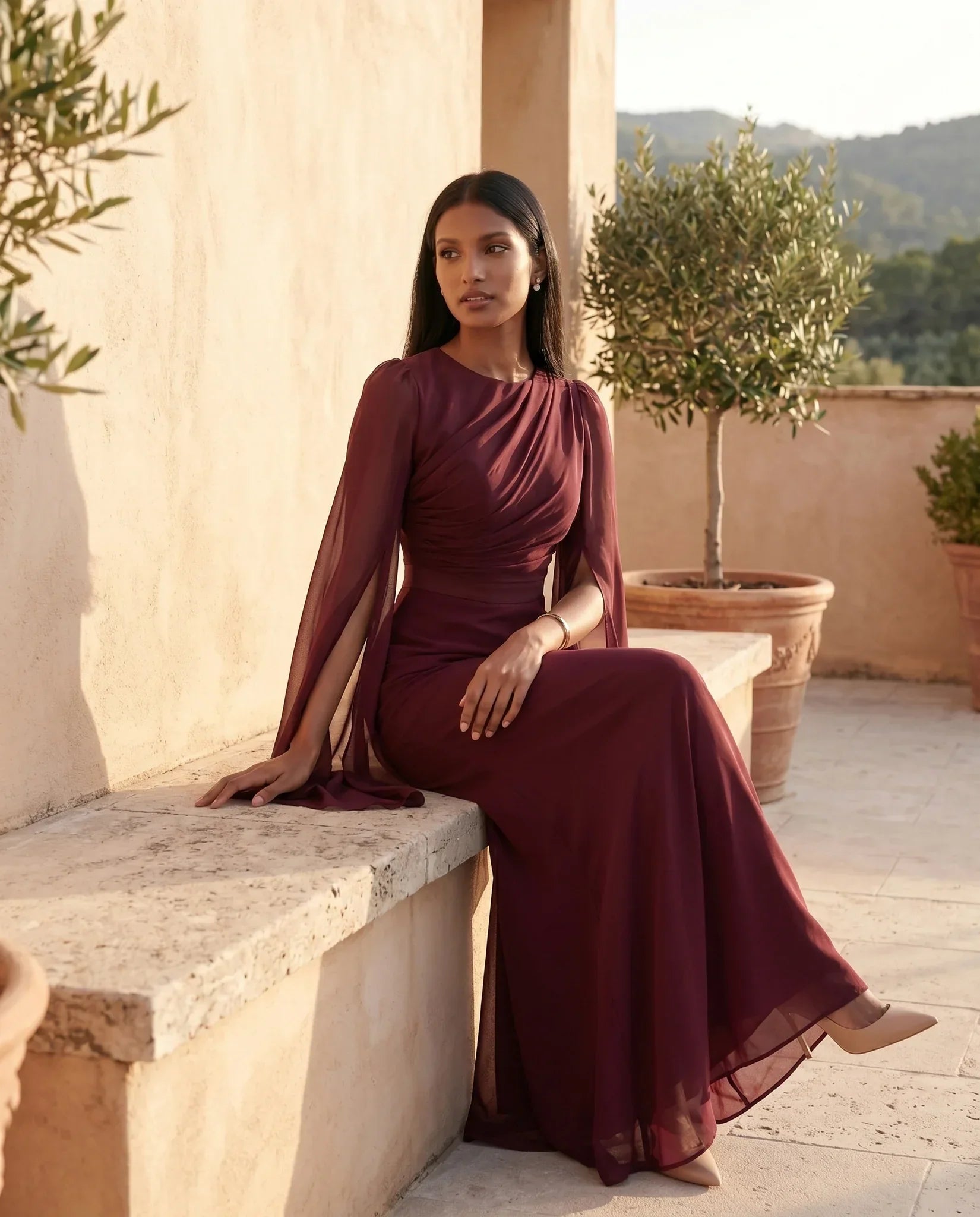 Elin | Lace-Up Mermaid Maxi Dress