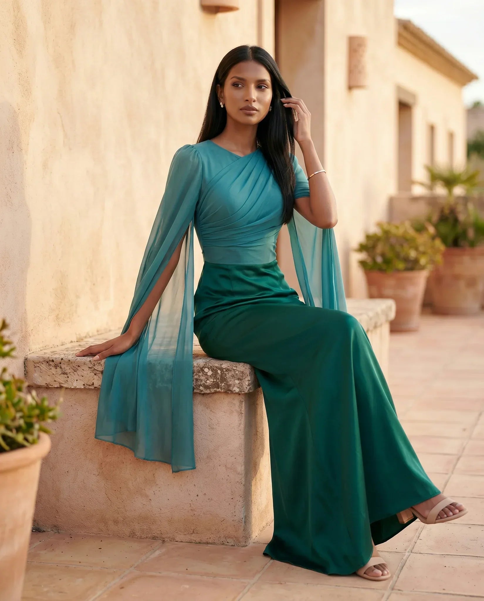 Elin | Lace-Up Mermaid Maxi Dress