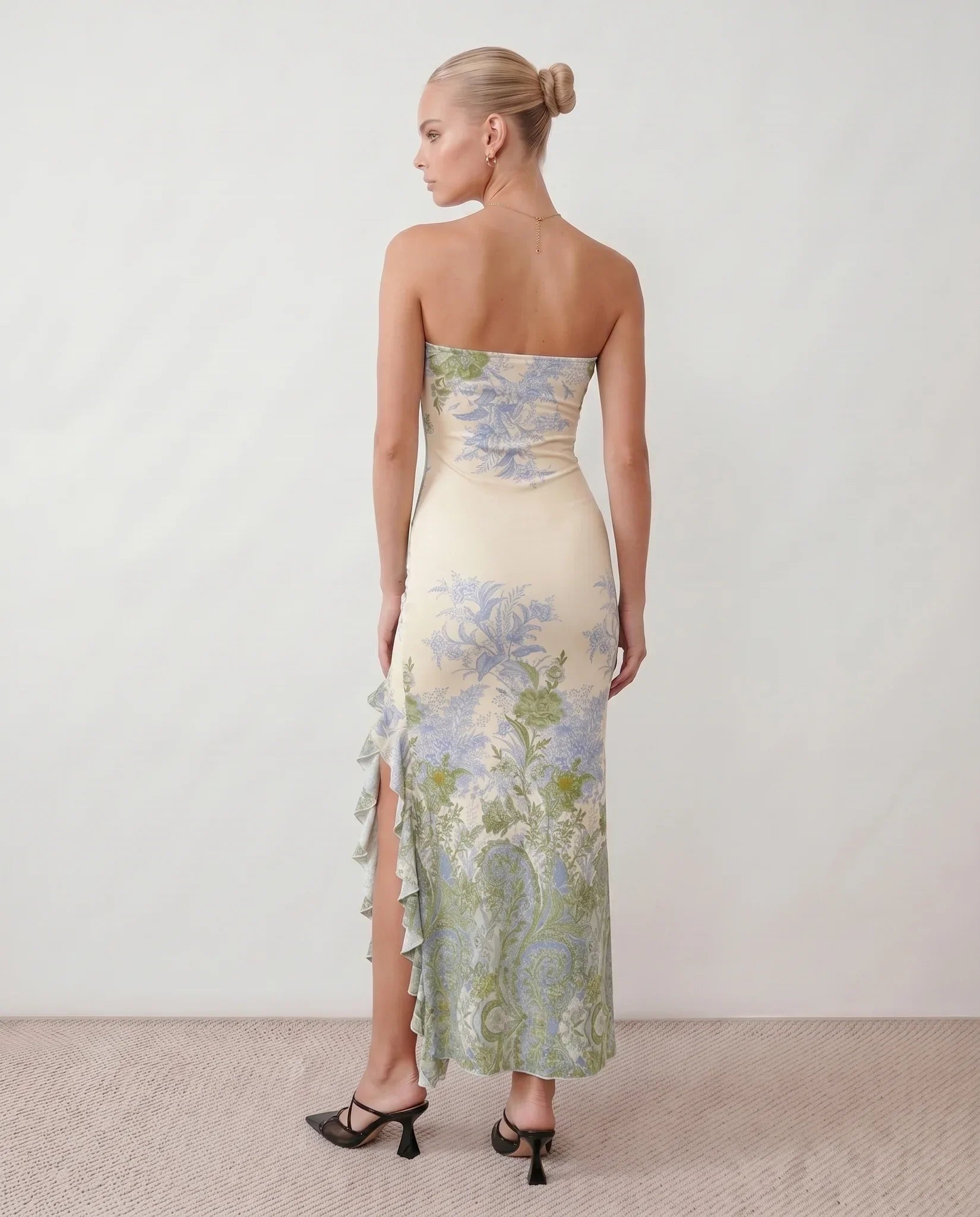 Madelyn | Strapless Floral Print Maxi Dress