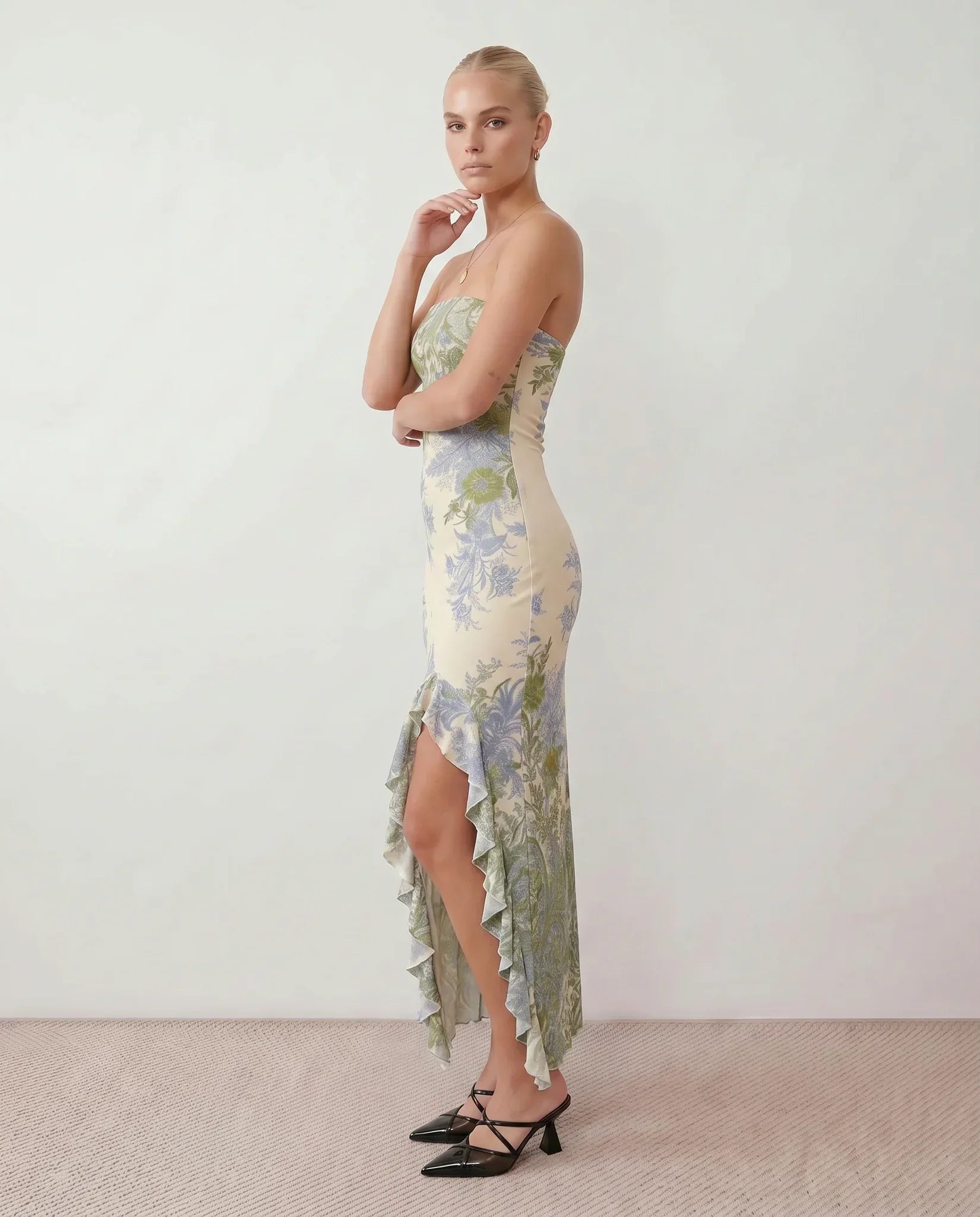 Madelyn | Strapless Floral Print Maxi Dress