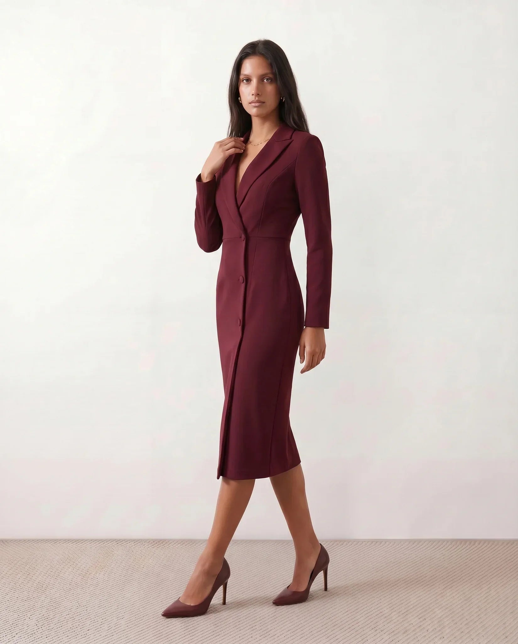 Kaylee | Front Slit Wedding Guest Midi Dress