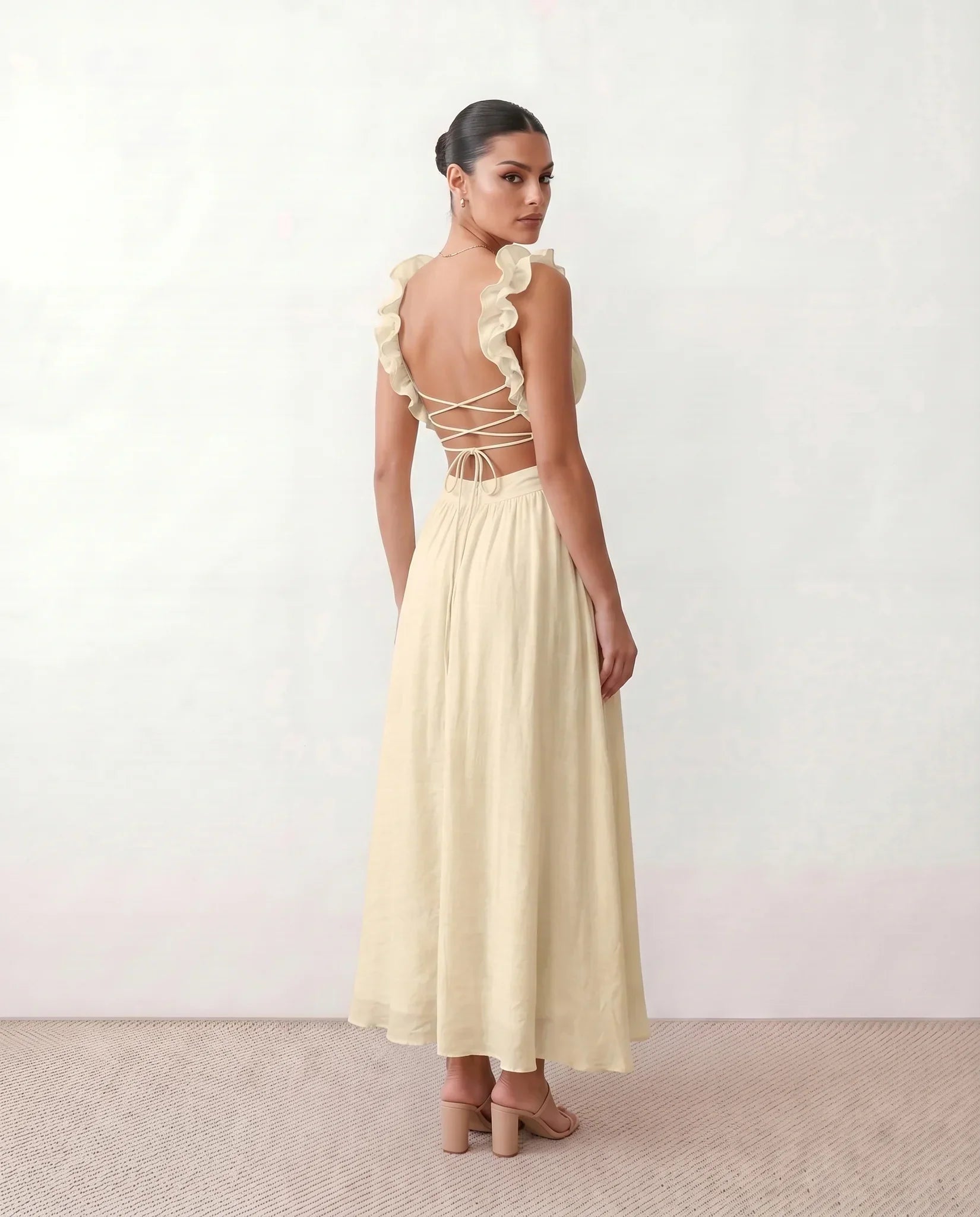 Giedre | Lace-Up A-Line Midi Dress