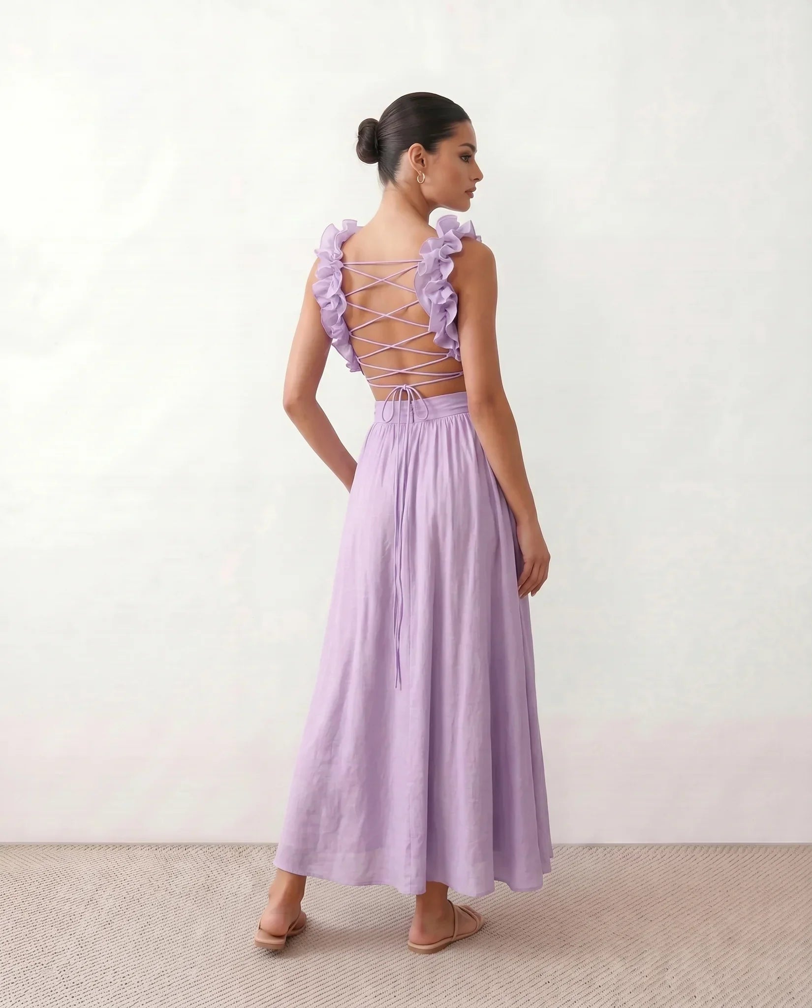 Giedre | Lace-Up A-Line Midi Dress