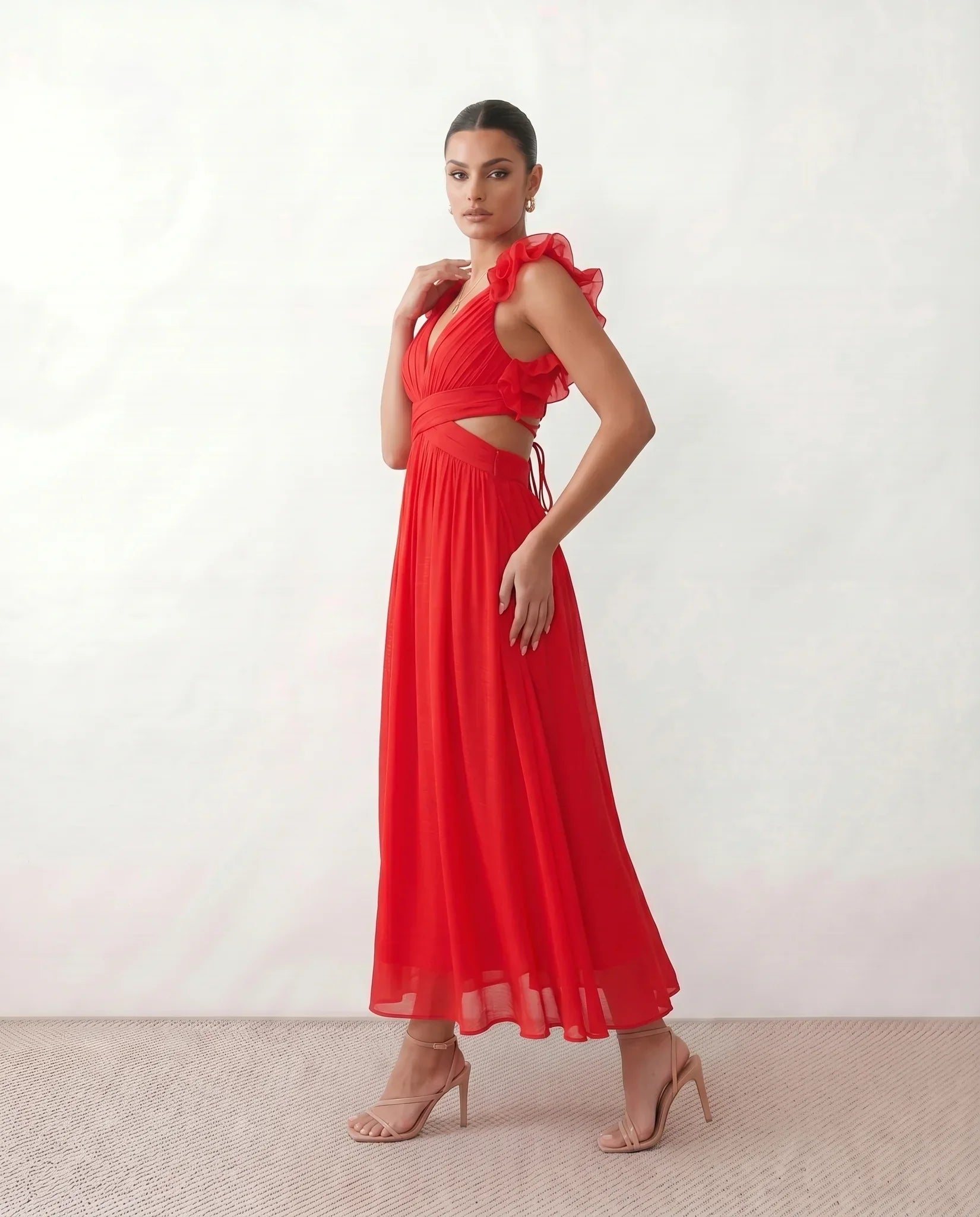 Giedre | Lace-Up A-Line Midi Dress