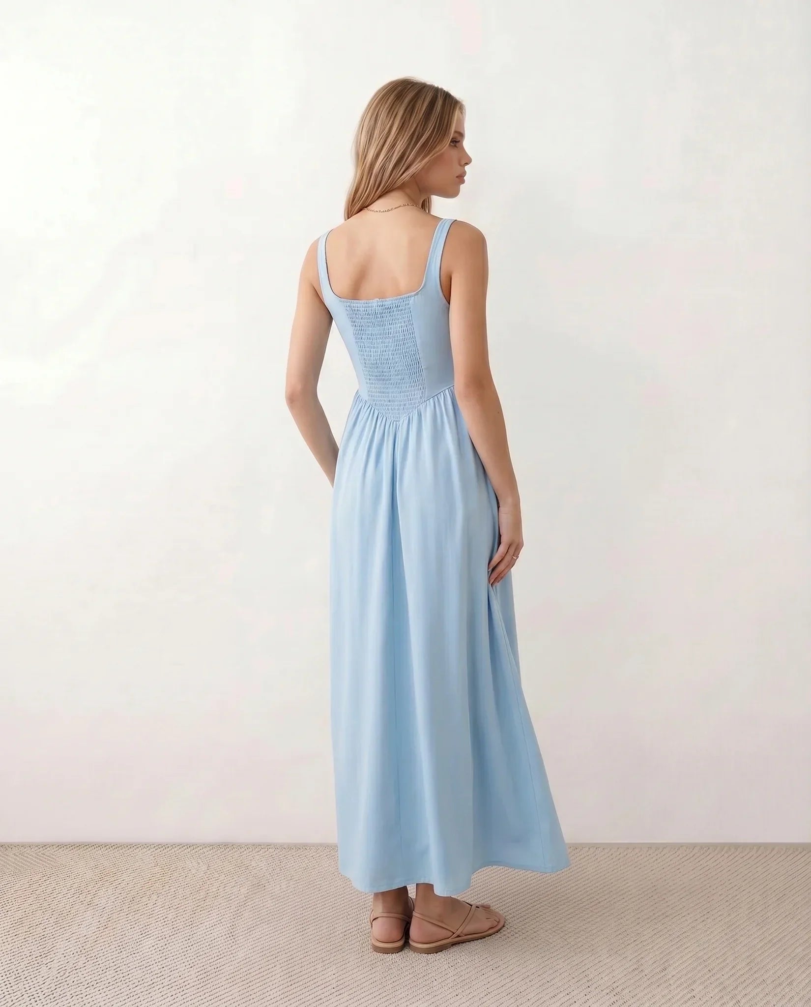Colleen | Basque Waist A-Line Maxi Dress