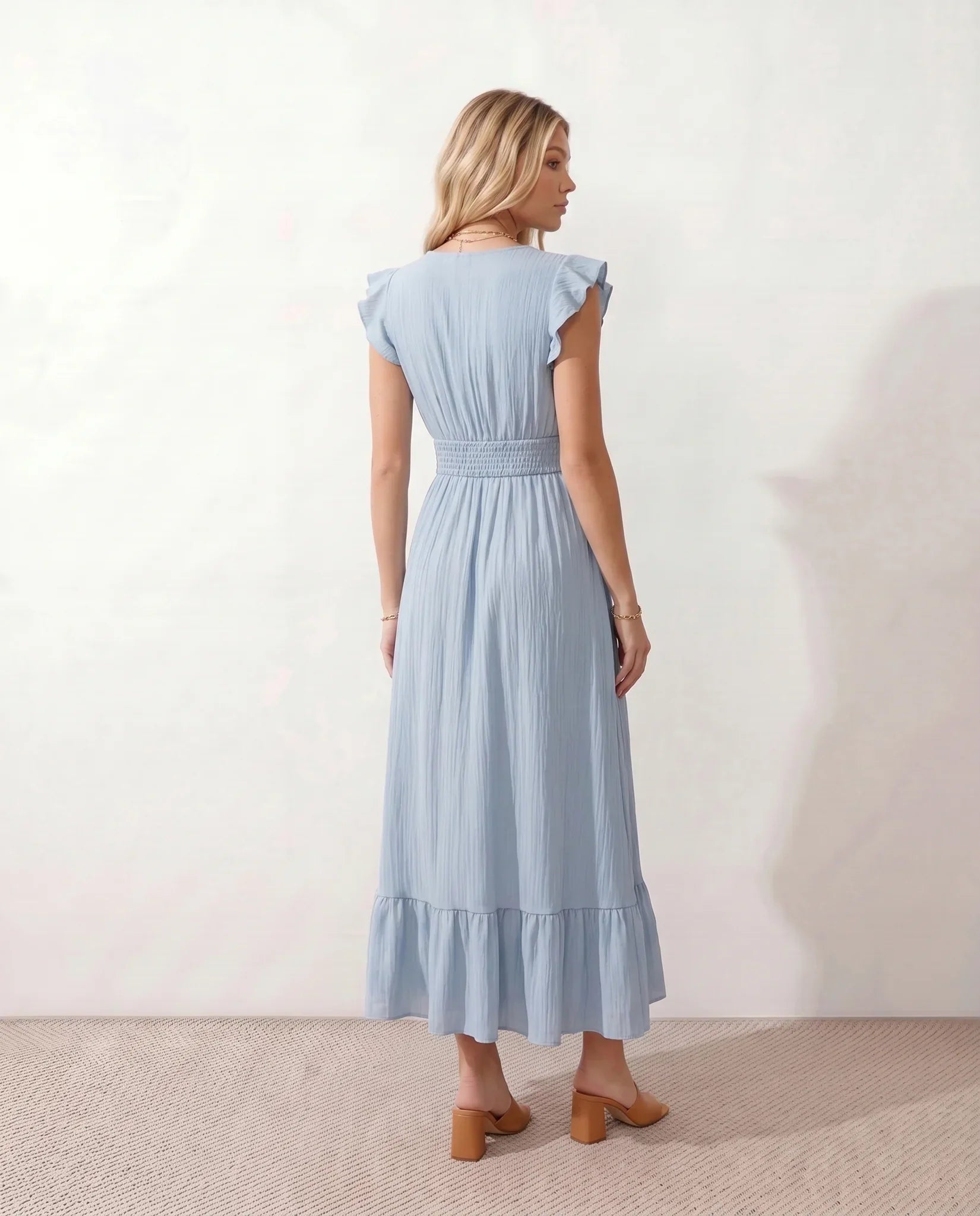 Mirtha | Low Back Ruffle Detail Midi Dress