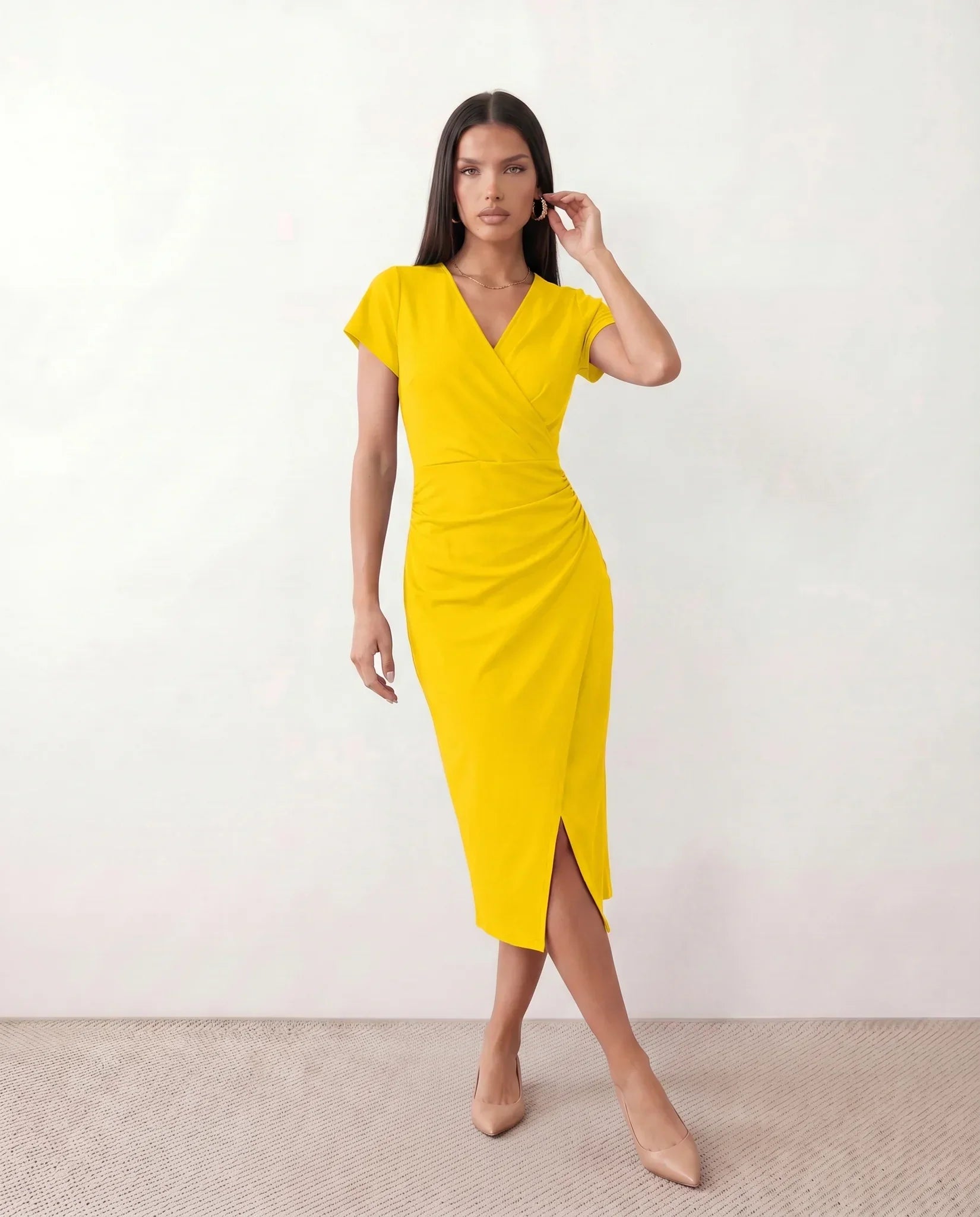 Eugenia | Draped Wrap Midi Dress
