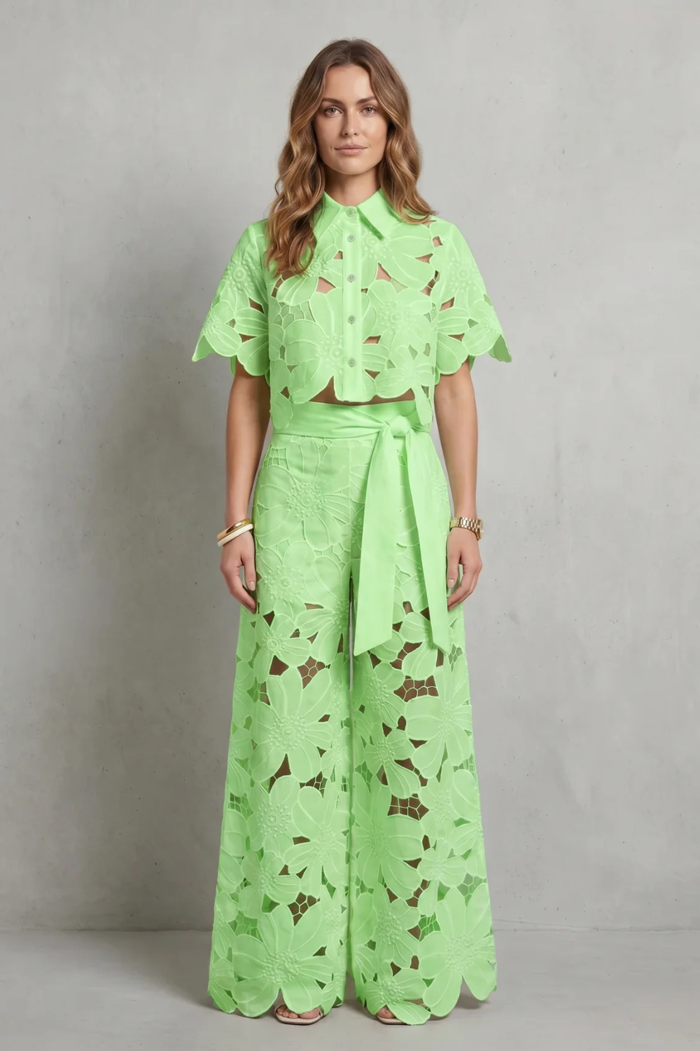 Bellarisse | Embroidered Lace Top & Skirt Set