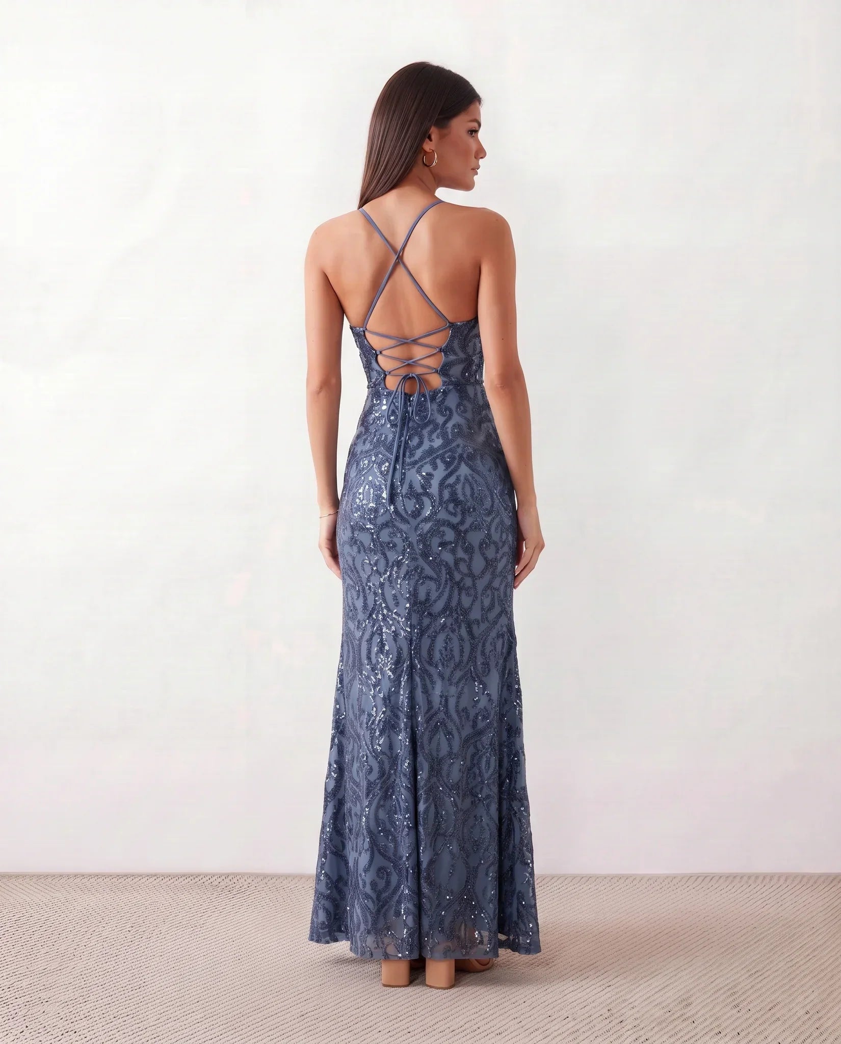 Paulica | Sequined Spaghetti Strap Maxi Dress