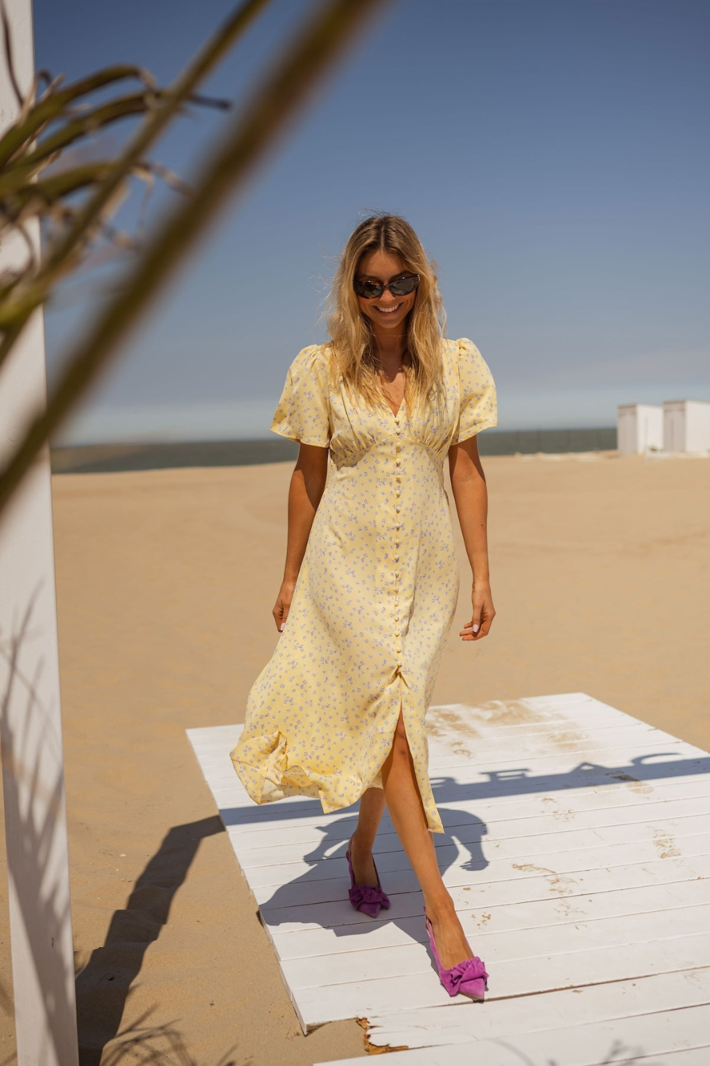 Fern | Floral Print V-Neck Midi Dress
