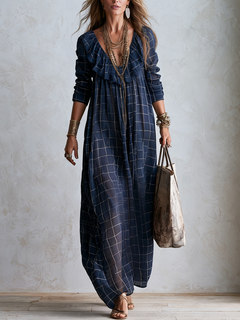 EDITH — Plaid Ruffle Maxi Skirt