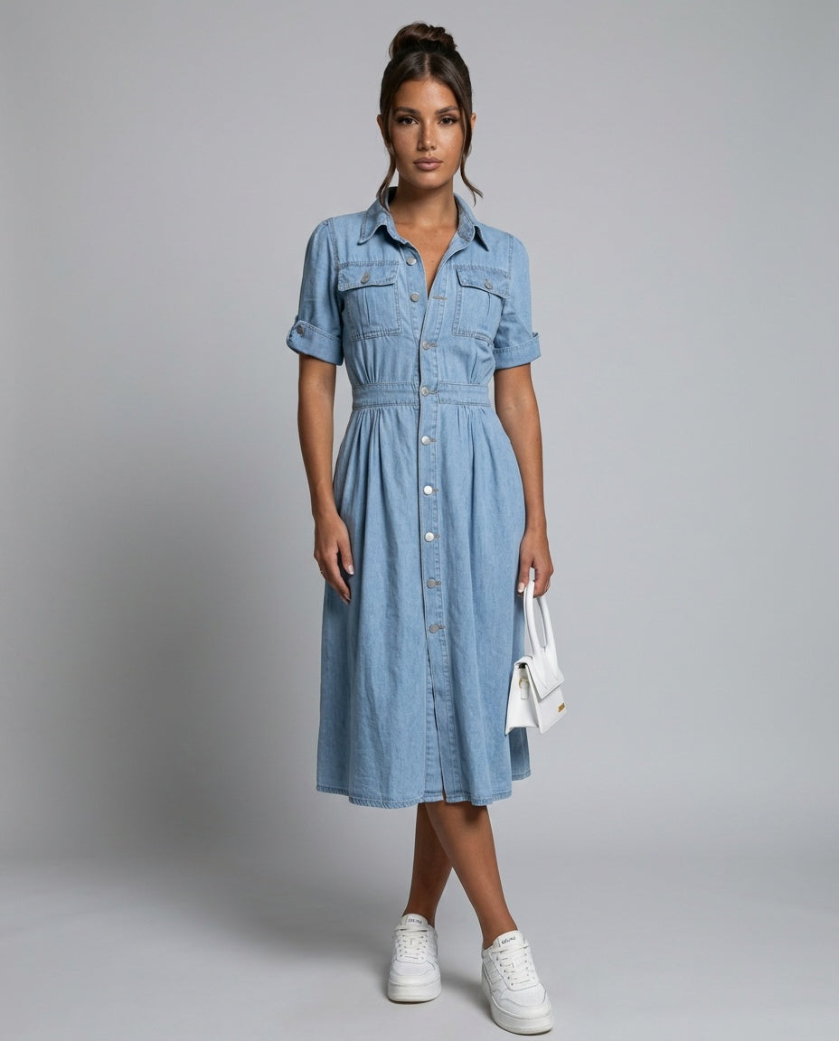 Billie | Casual Denim Midi Dress
