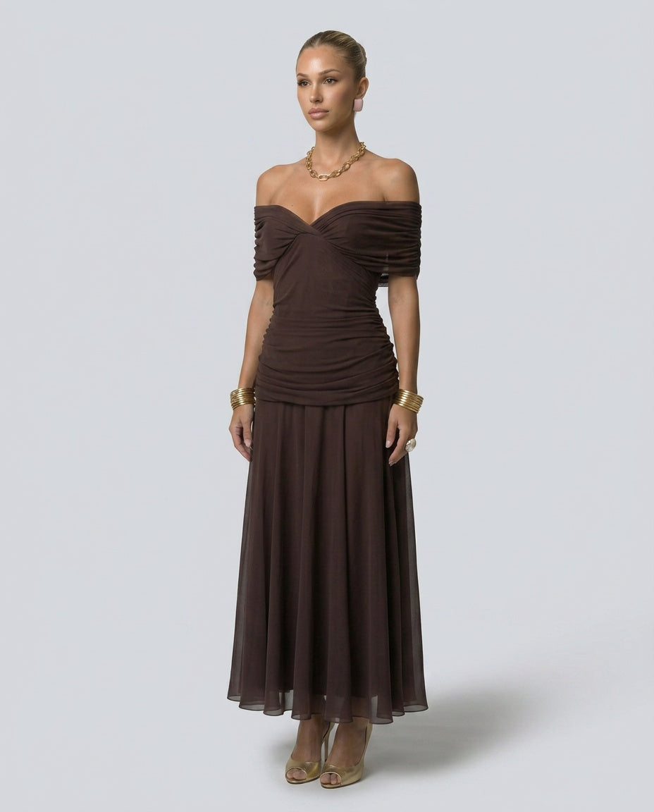 Margot | Off-Shoulder Draped Maxi Dress