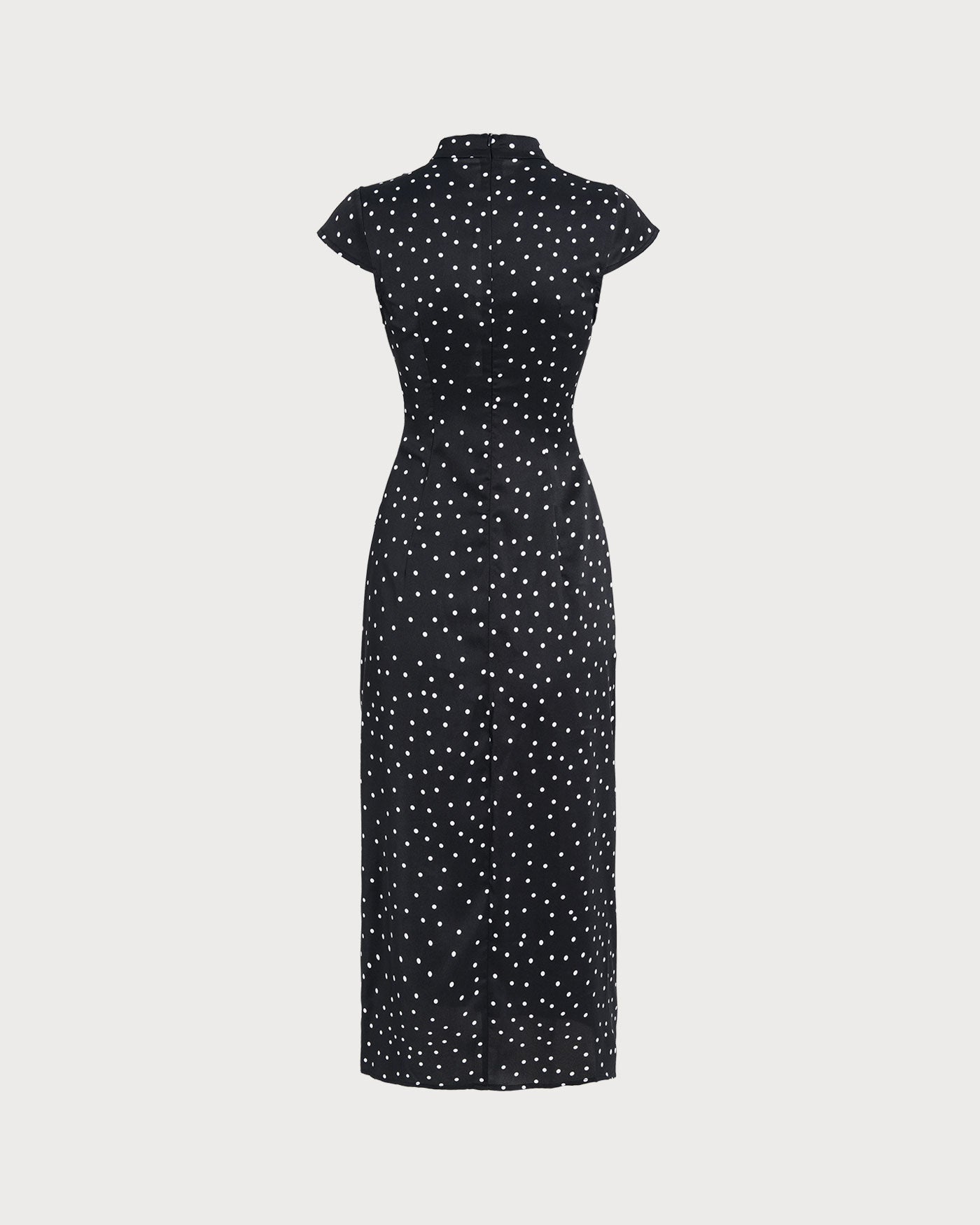 Noor | Mandarin Collar Polka Dot Midi Dress