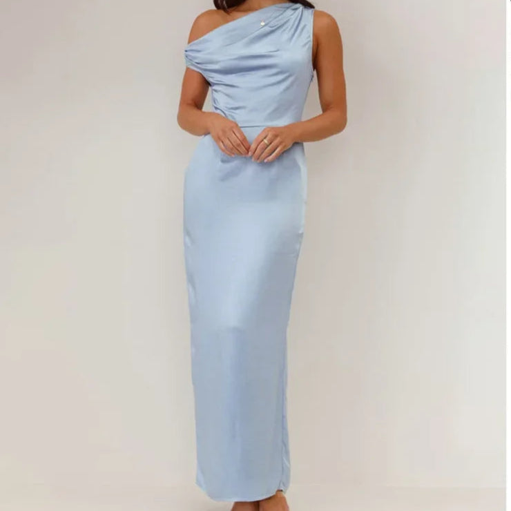 Coralie | Draped Satin Maxi Gown