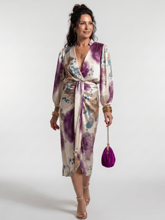 Anais | Cross Wrap Tie Waist Printed Midi Dress