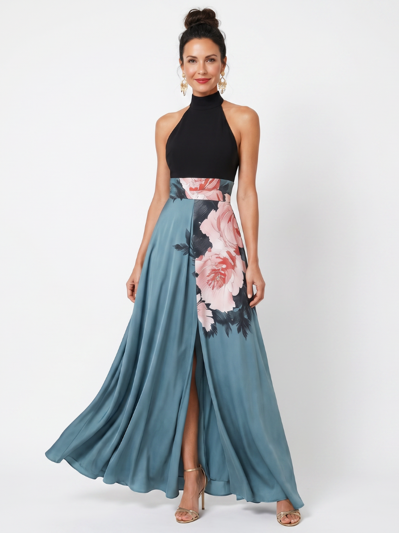 Scarlett | Halter Bodice Floral Maxi Dress