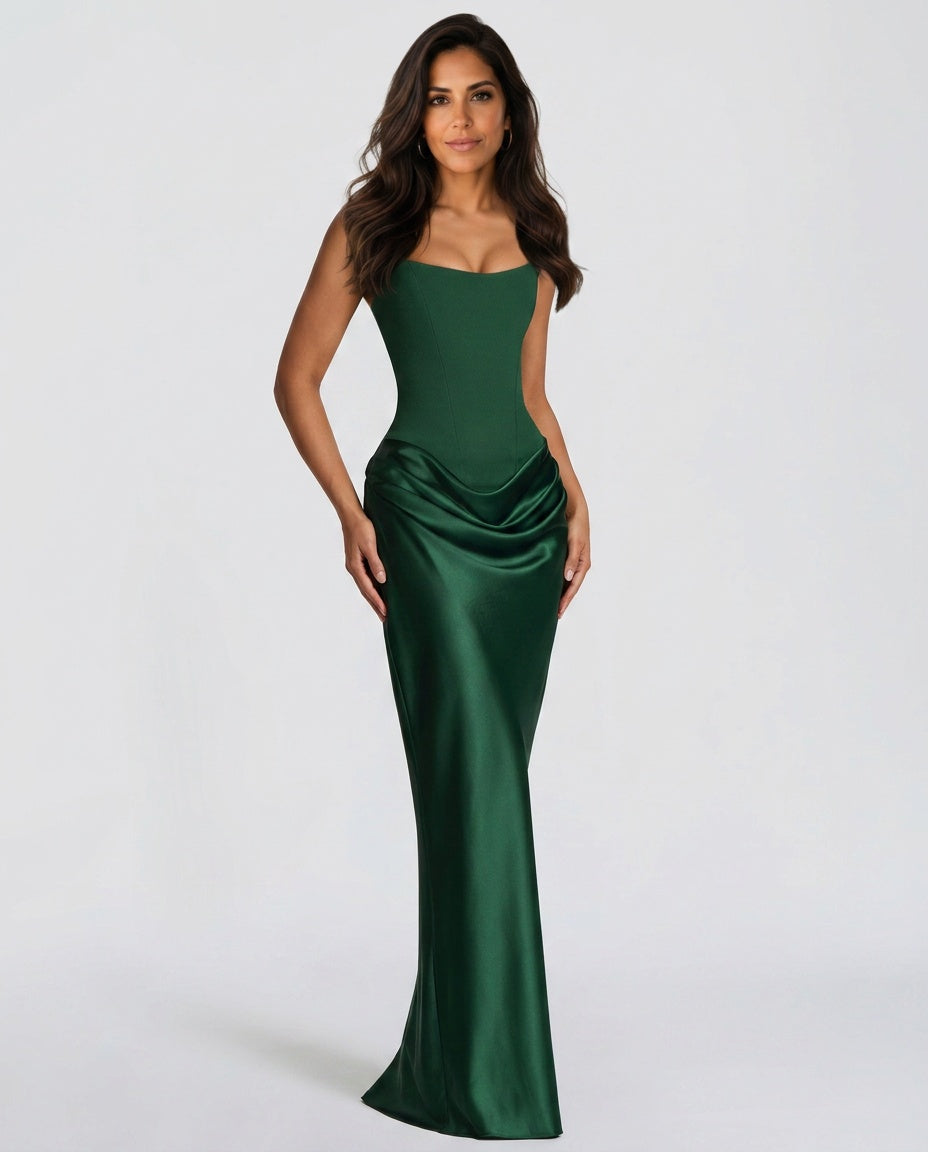 Selene | Satin-Look Tie-Up Maxi Dress