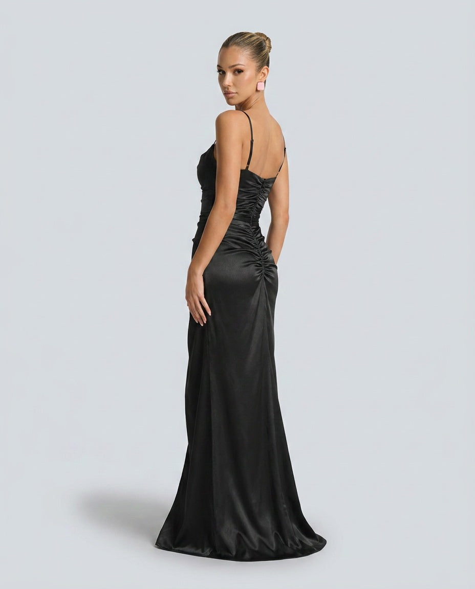 Estrella | Draped Satin-Look Maxi Dress