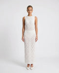 Delilah | Openwork Fitted White Maxi Dress