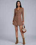 Amara | Plaid Spliced Suede Mini Dress