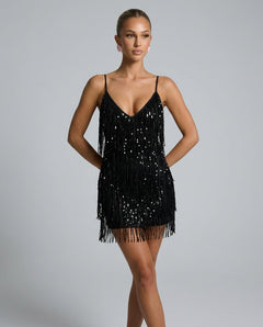Talise | Tassel V-Neck Slip Mini Dress