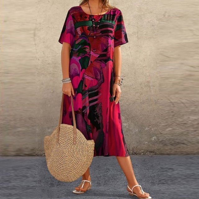 Elin | Relaxed Floral Print Midi Dress