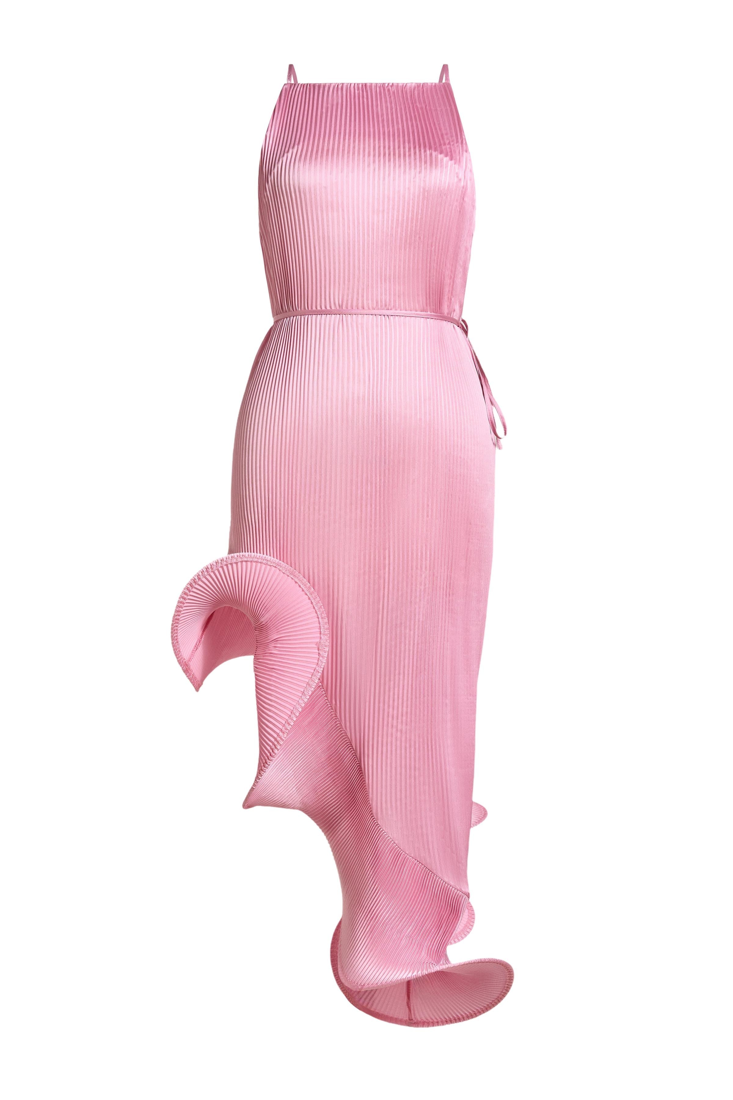 Fleuret | Spaghetti Strap 3D Ruffle Hem Midi Dress