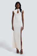 Verity | Faux Pearl Beaded Slit Maxi Dress