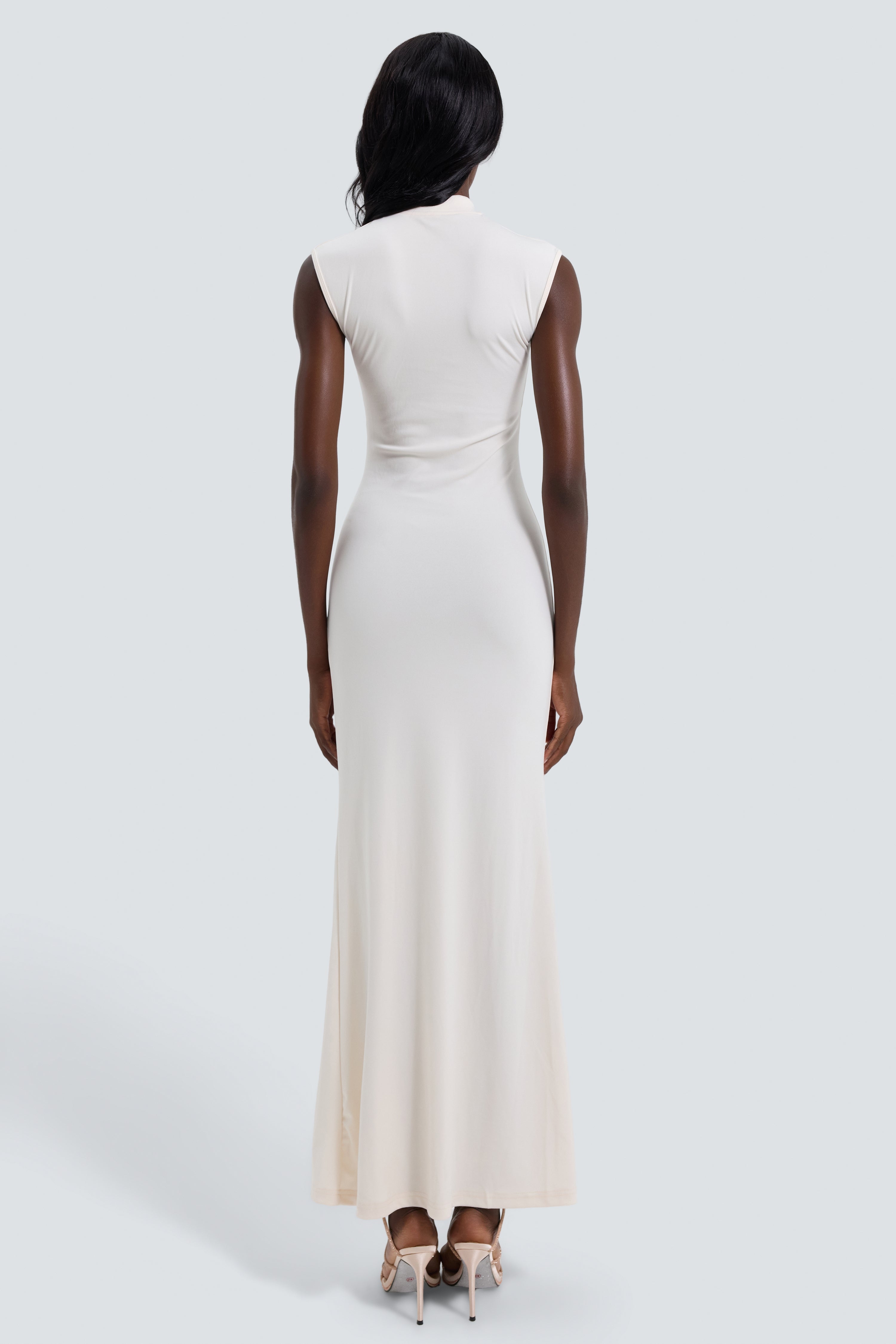 Verity | Faux Pearl Beaded Slit Maxi Dress