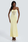Thea | Off-Shoulder Lace Splice See-Through Maxi Dress