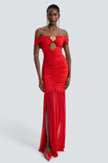 Xenia | Off-Shoulder Mesh Spliced Maxi Dress