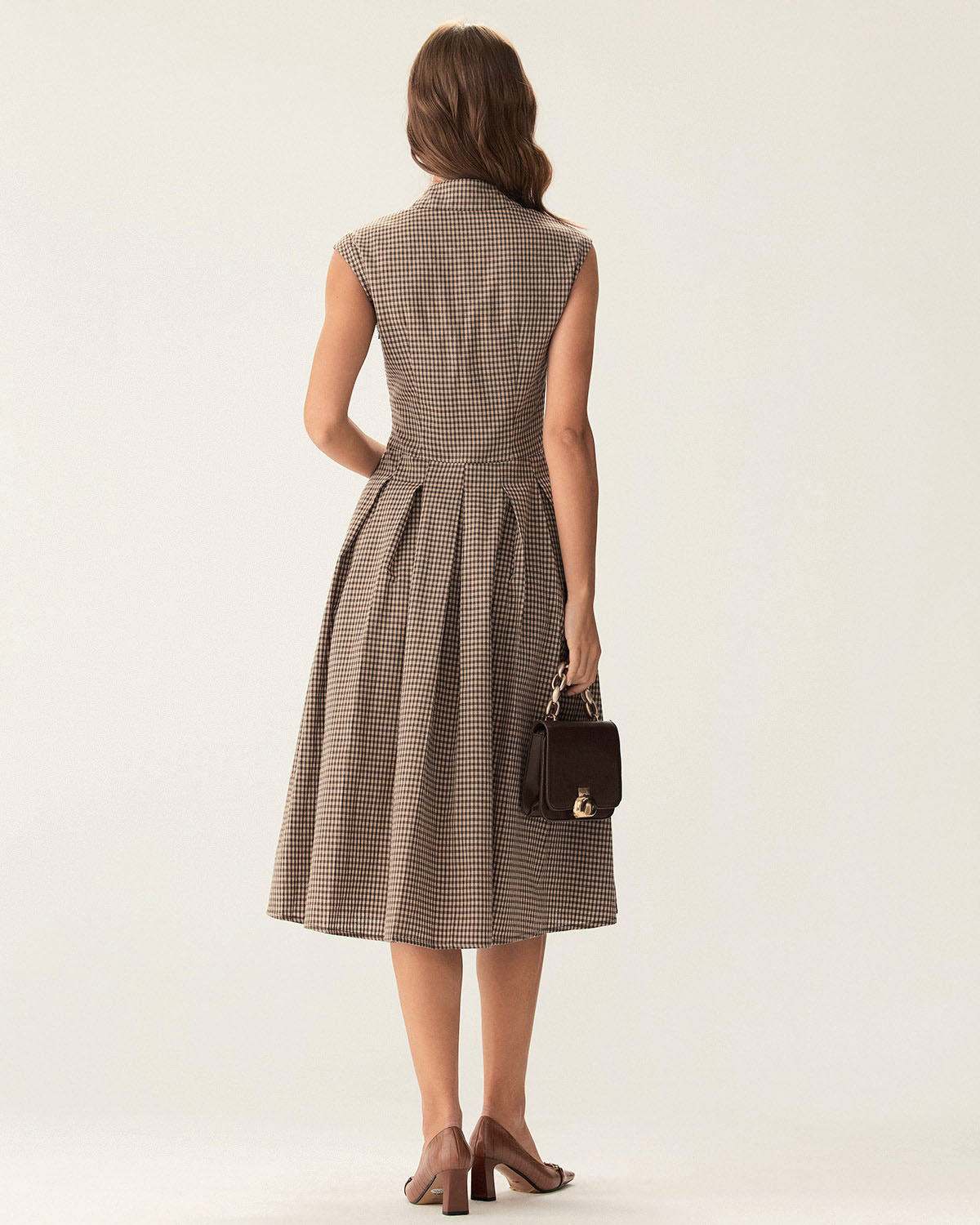 Harriet | Plaid Button Pleated Midi Dress