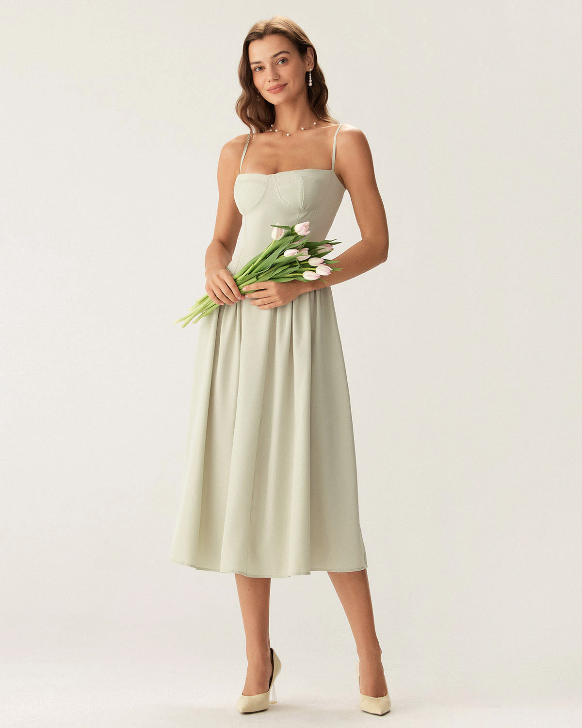 Cleo | Square Neck Pocket Slip Midi Dress