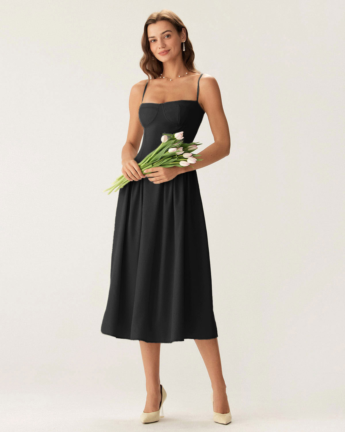 Imogen | Square Neck Pocket Slip Midi Dress