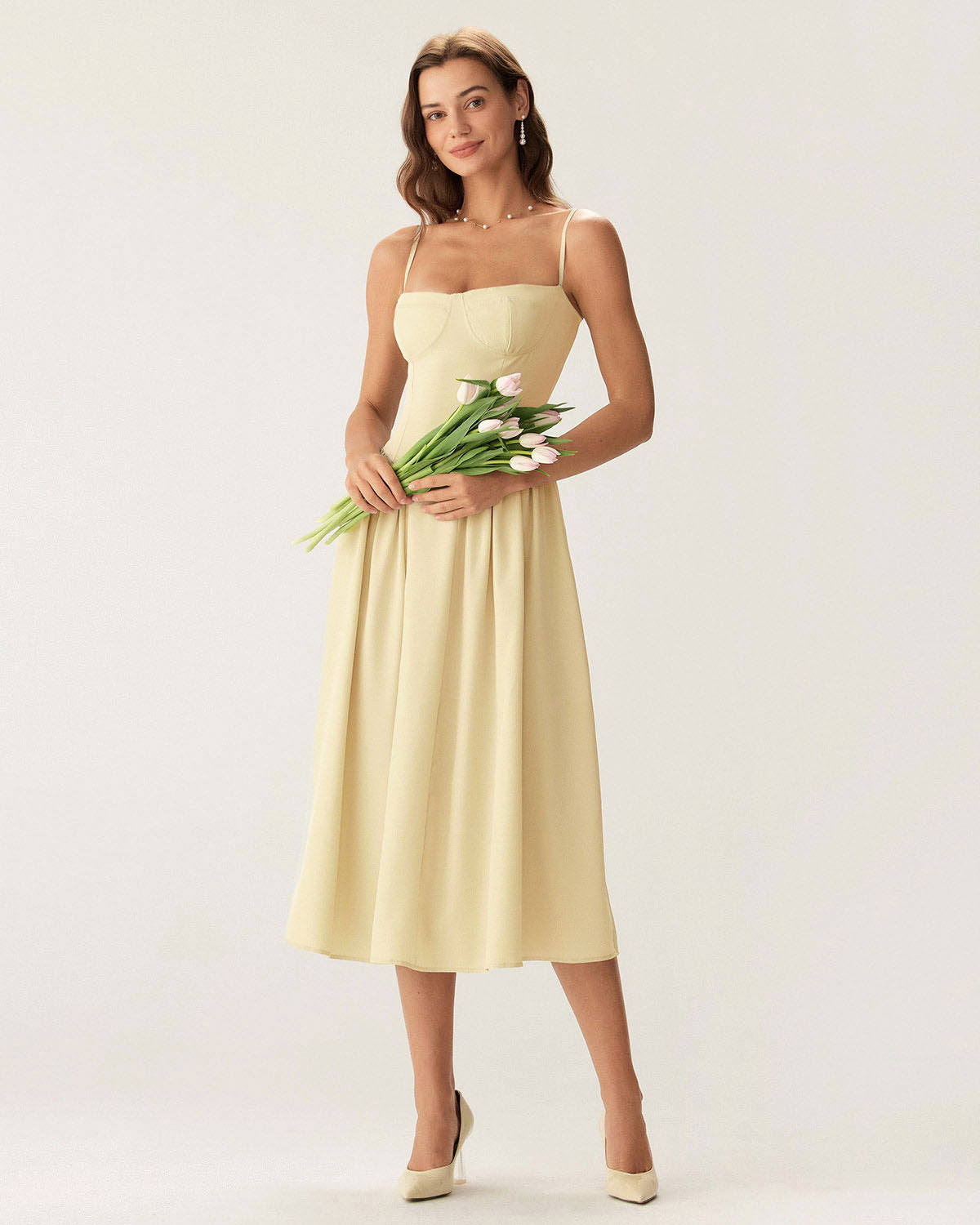 Fleur | Square Neck Pocket Slip Midi Dress