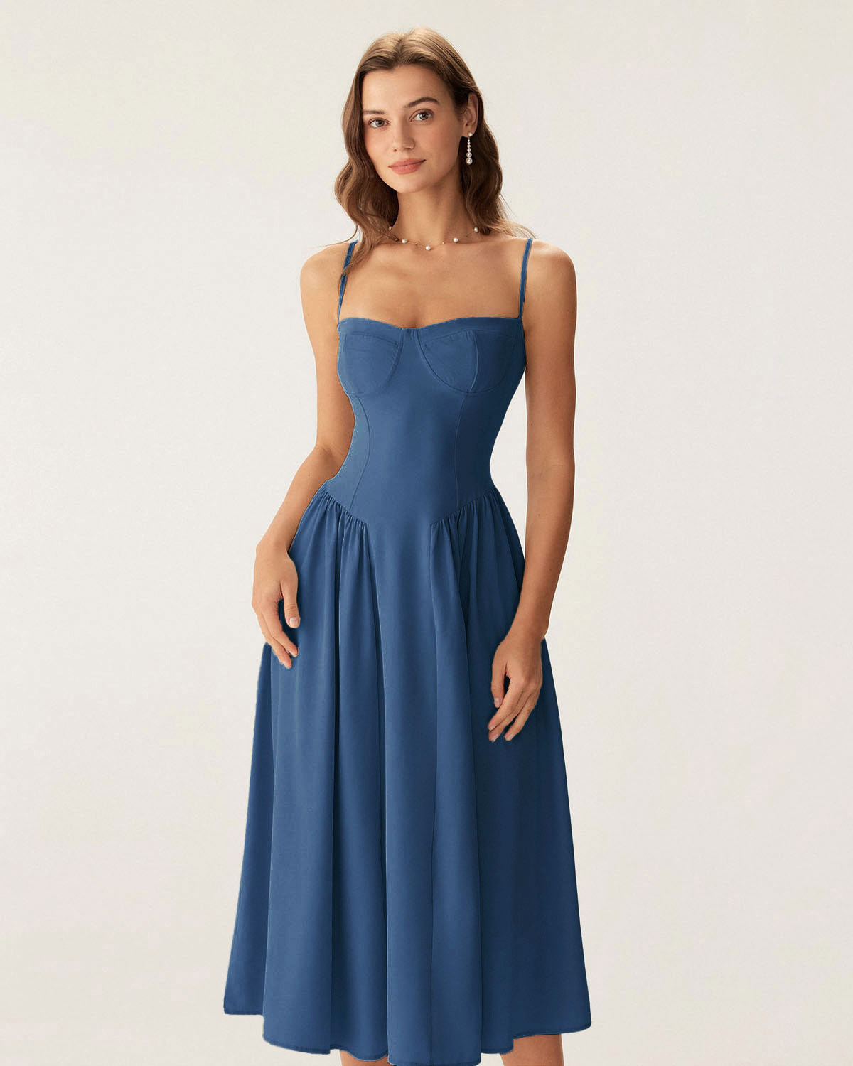 Fleur | Square Neck Pocket Slip Midi Dress