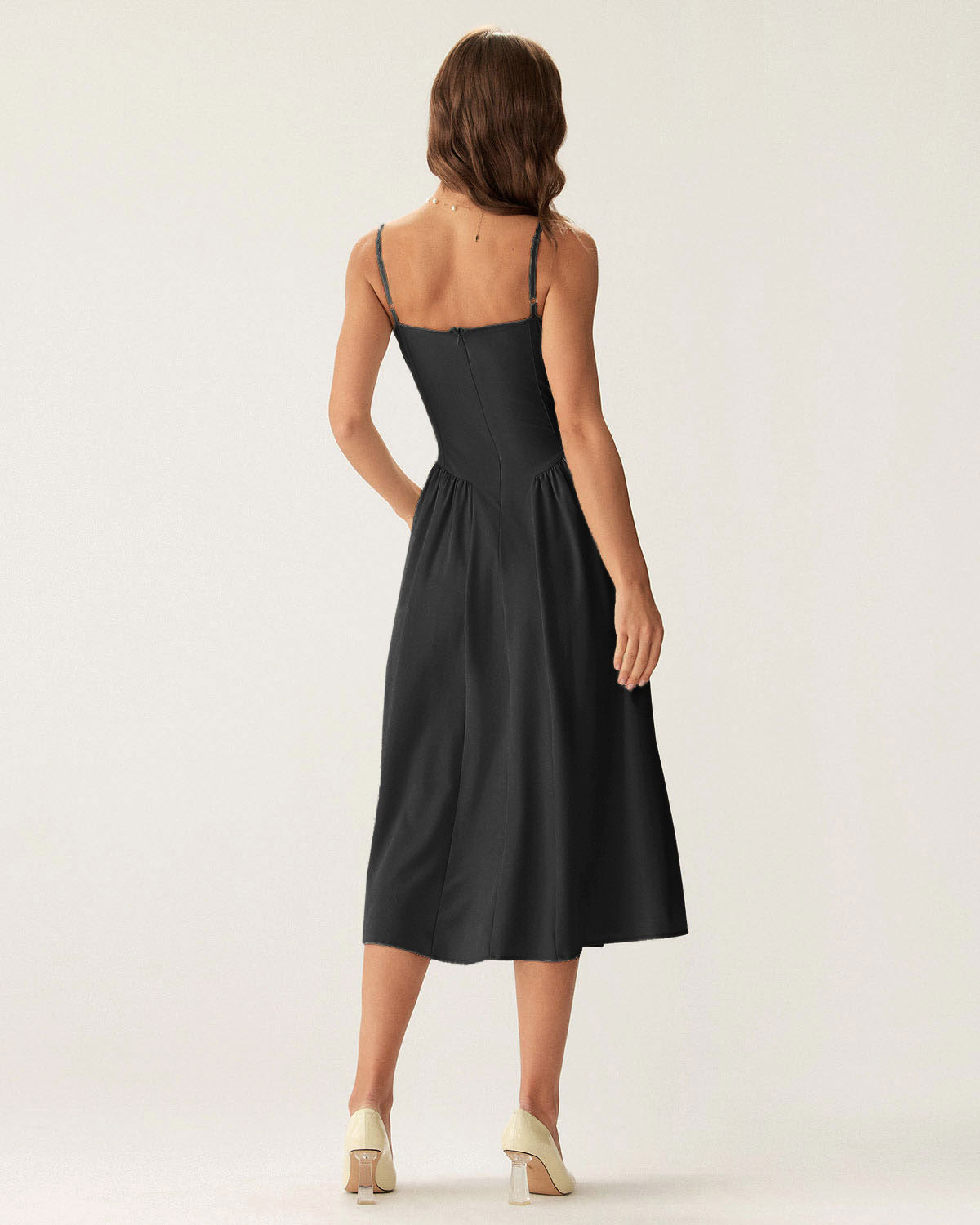 Imogen | Square Neck Pocket Slip Midi Dress