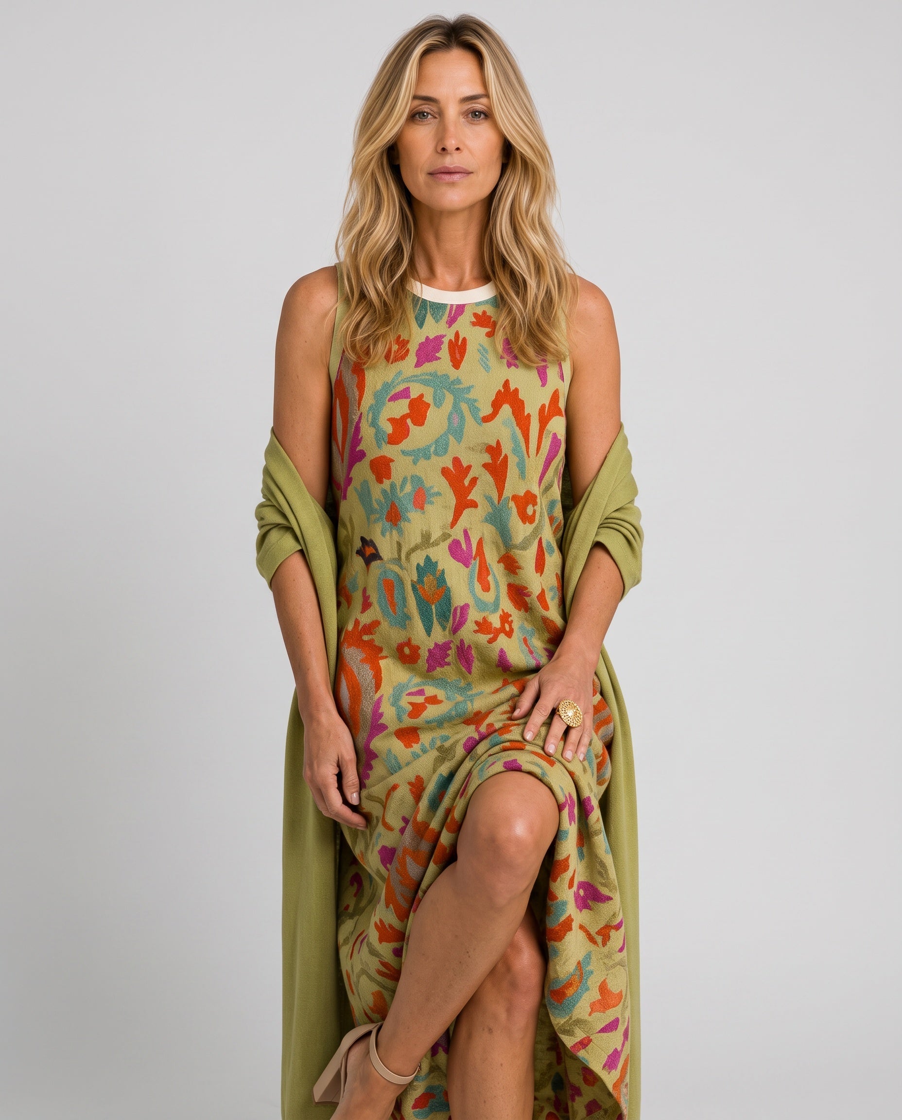 Yara | Maxi Dress with Matching Open Front Coat