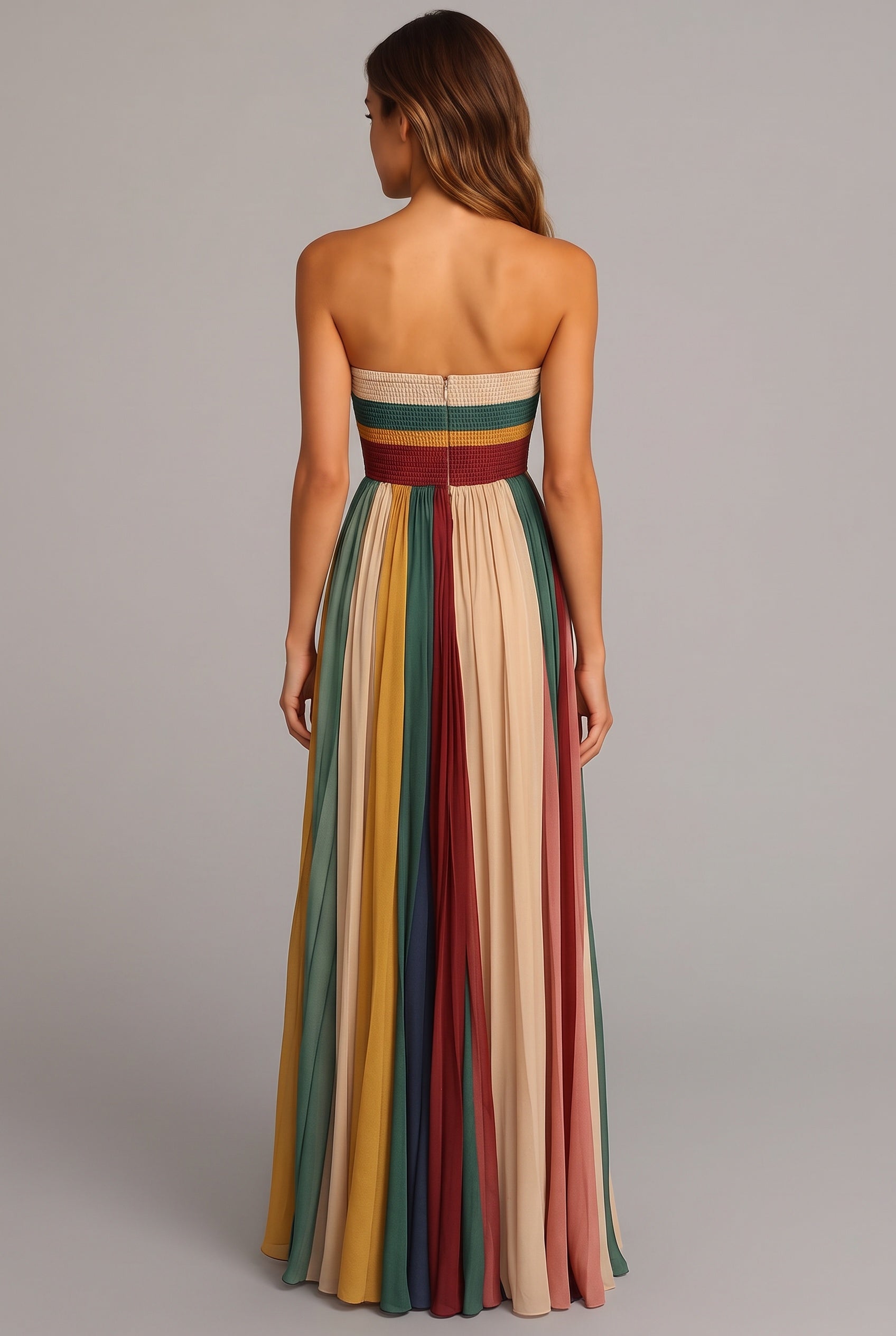 Rosa | Strapless Pleated Maxi Dress