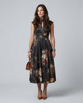 Paloma | High Neck Keyhole Floral Pleated Midi Dress