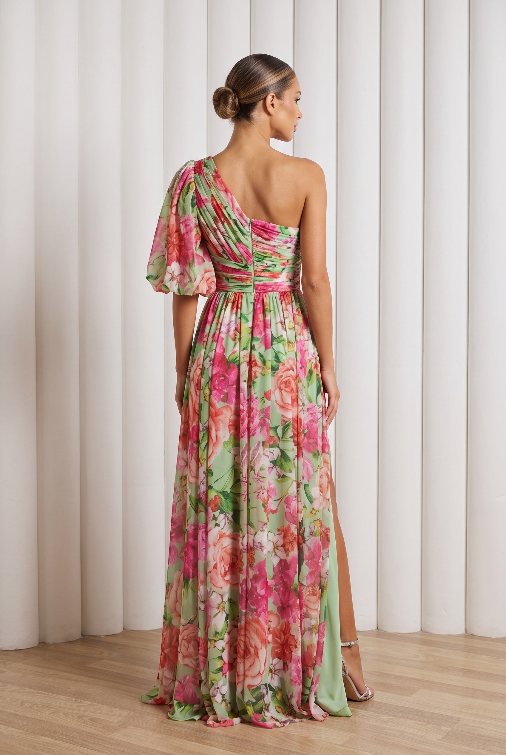 Seraphina | One-Shoulder Floral Split Maxi Dress