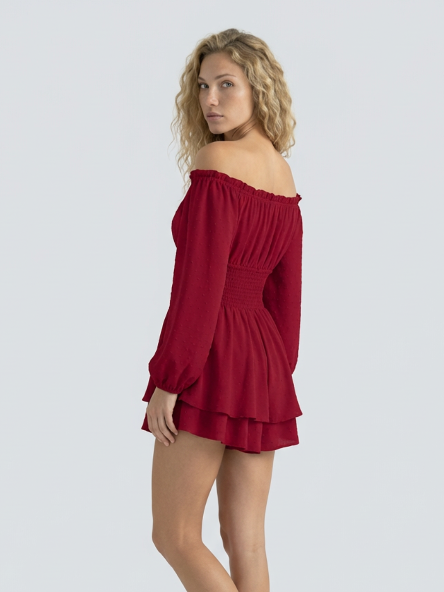 Arlena | Off-Shoulder Playsuit with Shirred Waist