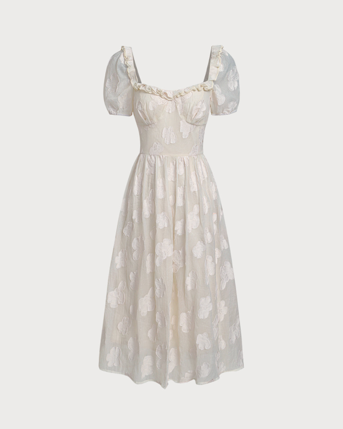 Darya | Puffed Sleeve Square Neck Midi Dress