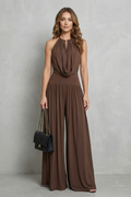 Naia | Draped Halter Wide-Leg Two-Piece Set