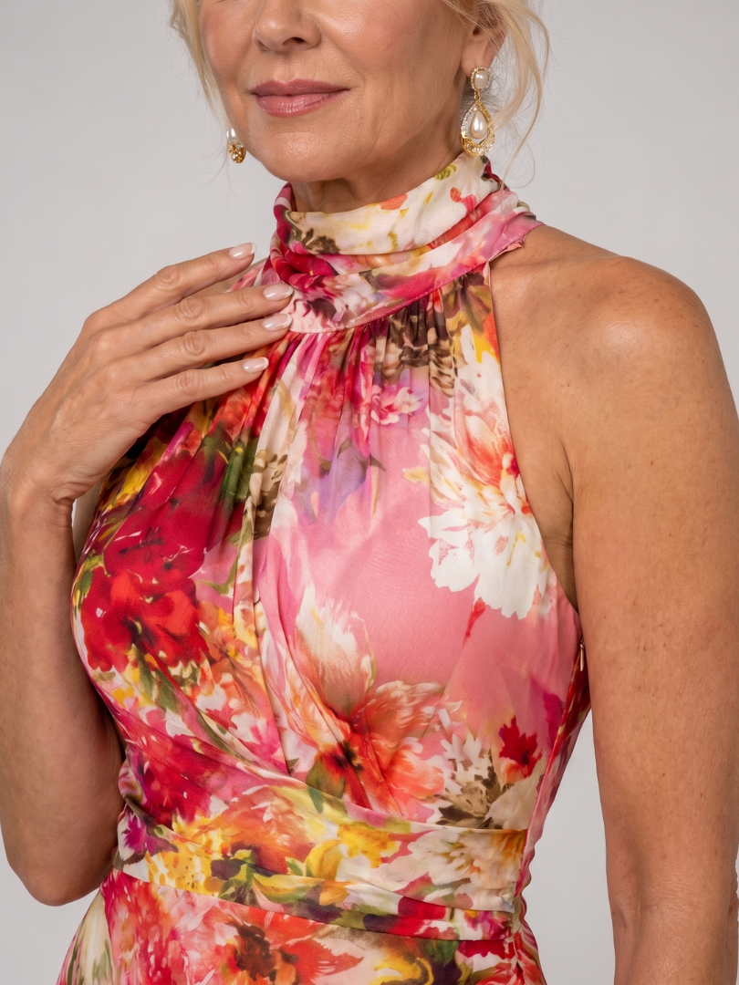 Hazel | Halter Neck Floral Print Maxi Dress