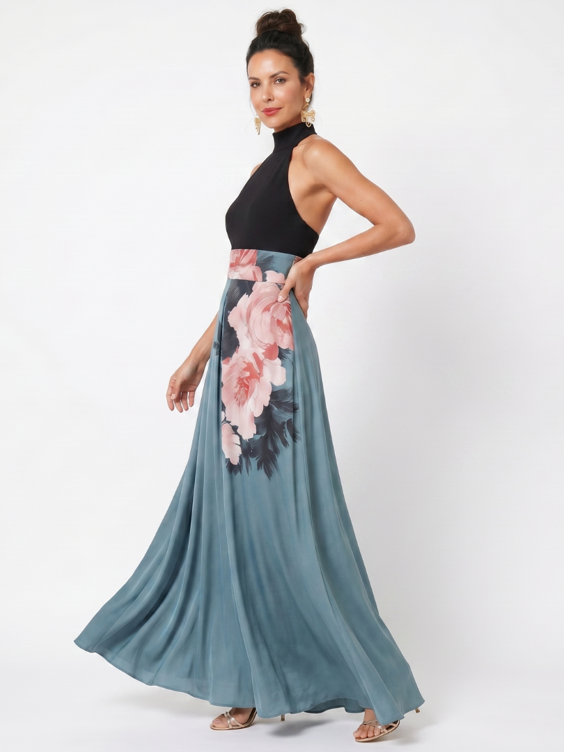 Scarlett | Halter Bodice Floral Maxi Dress
