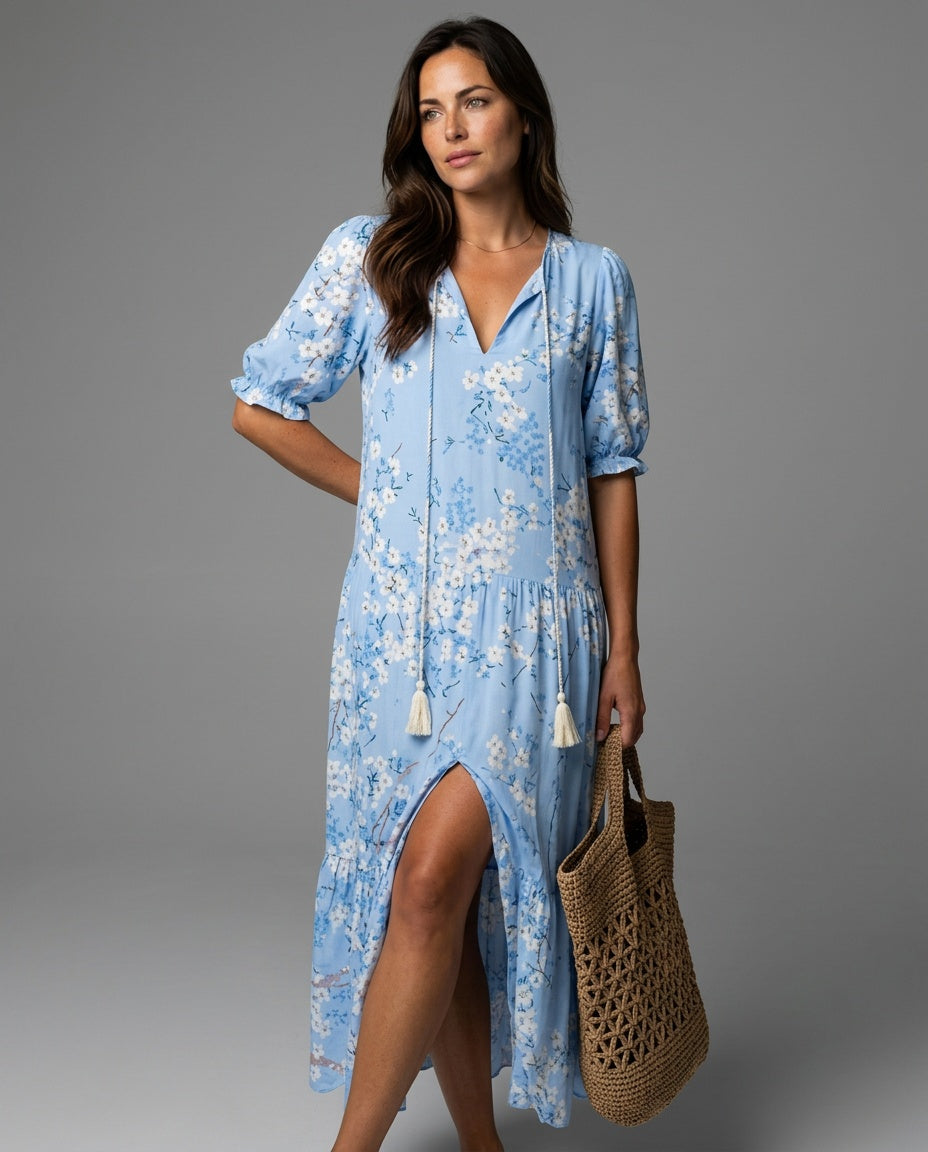 Noor | Floral Print V-Neck Maxi Dress