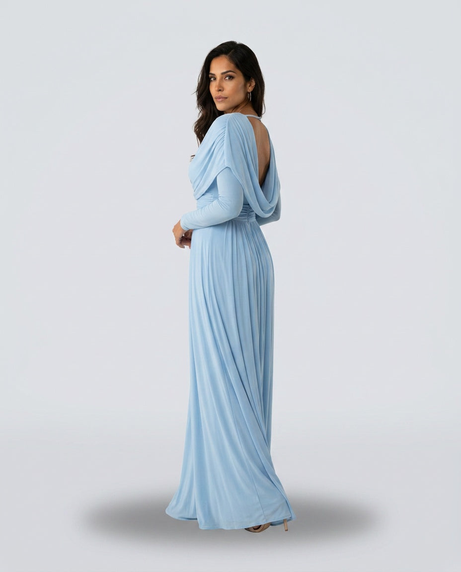 Thael | One-Shoulder Draped Bodice Maxi Dress