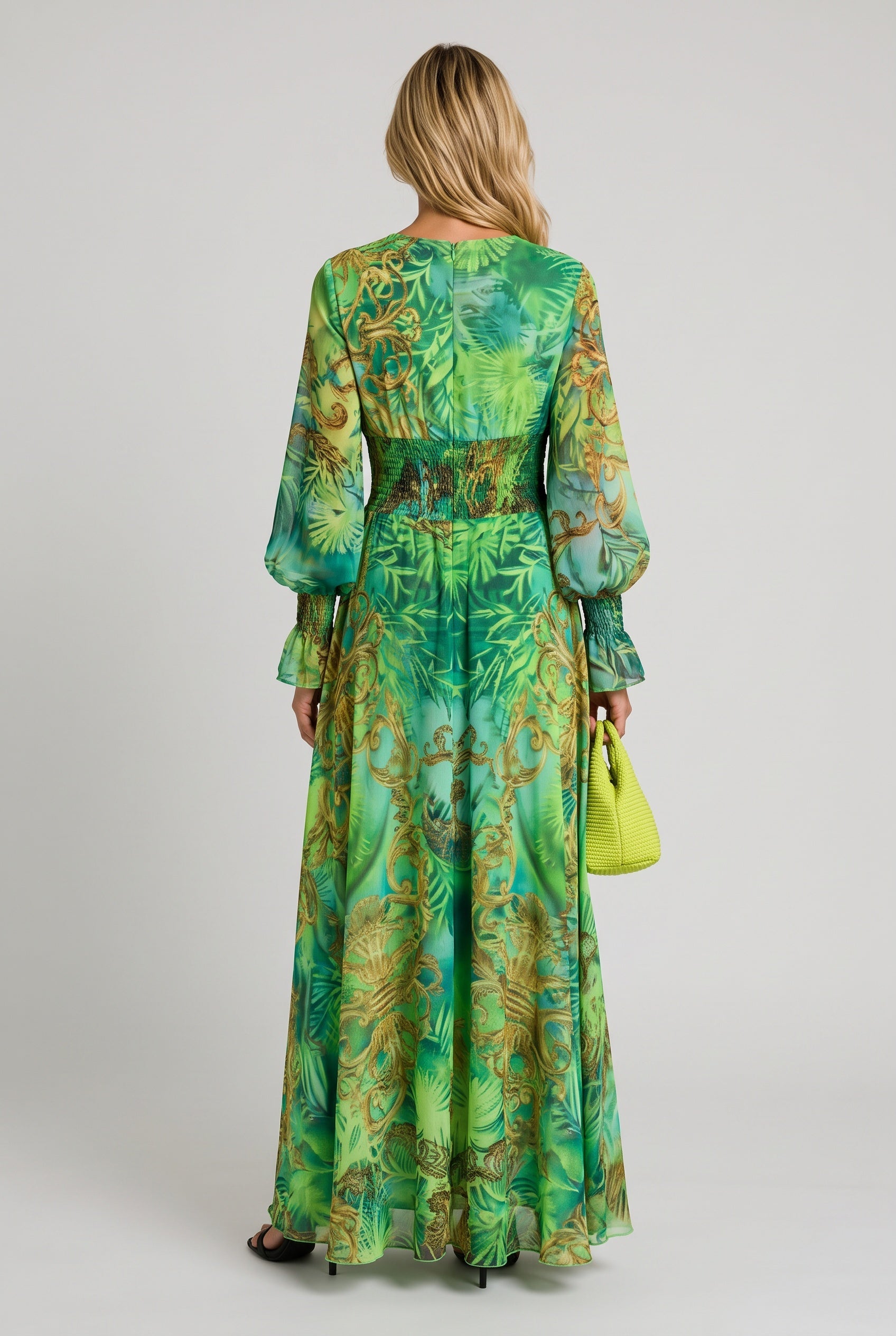 Coralie | Printed Empire Waist Maxi Dress